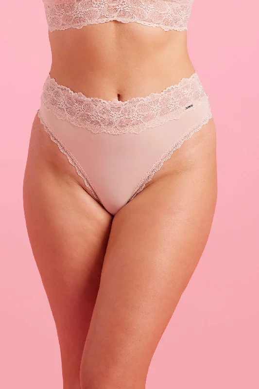 Chloe Microfibre & Lace High Waist G-string